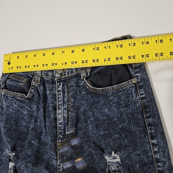 Judy Blue Women's 13 Dark Acid Wash Distressed Slashed Stretch Skinny Jeans B8 - Picture 6 of 9